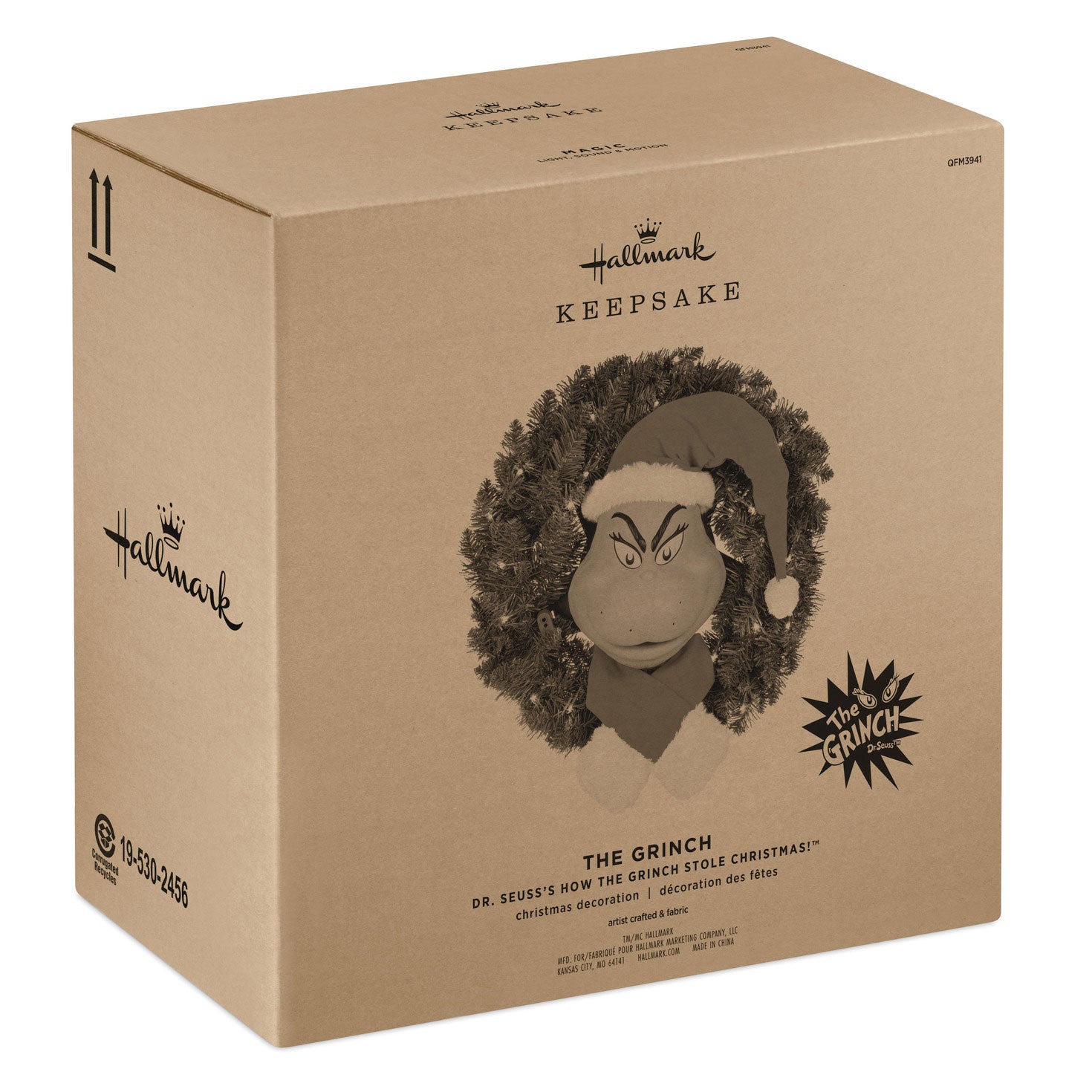 Hallmark Dr. Seuss's How the Grinch Stole Christmas!™ The Grinch Wreath With Light, Sound and Motion, 24” - BCGiftMall