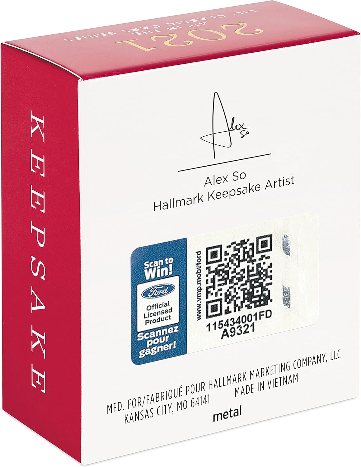 Hallmark Keepsake 0.79" Miniature Christmas Ornament 2021, 1956 Ford Thunderbird Lil' Classic Cars, Mini - BCGiftMall