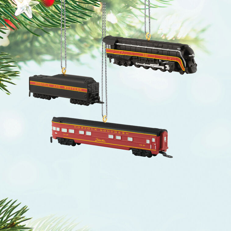 Hallmark Keepsake Mini Christmas Ornaments 2025, Lionel Norfolk and Western Passenger, Set of 3, Gifts for Train Lovers - BCGiftMall