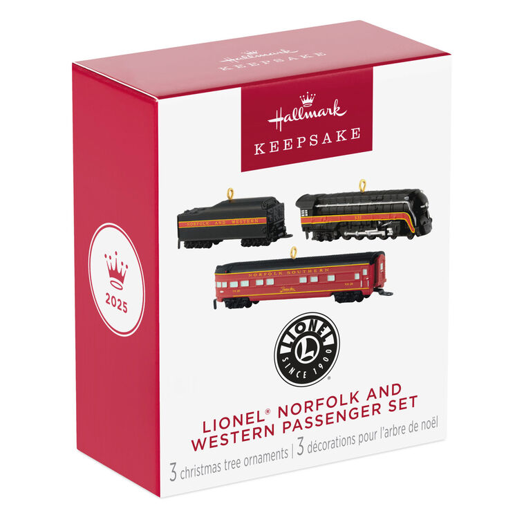 Hallmark Keepsake Mini Christmas Ornaments 2025, Lionel Norfolk and Western Passenger, Set of 3, Gifts for Train Lovers - BCGiftMall