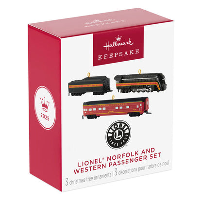 Hallmark Keepsake Mini Christmas Ornaments 2025, Lionel Norfolk and Western Passenger, Set of 3, Gifts for Train Lovers - BCGiftMall