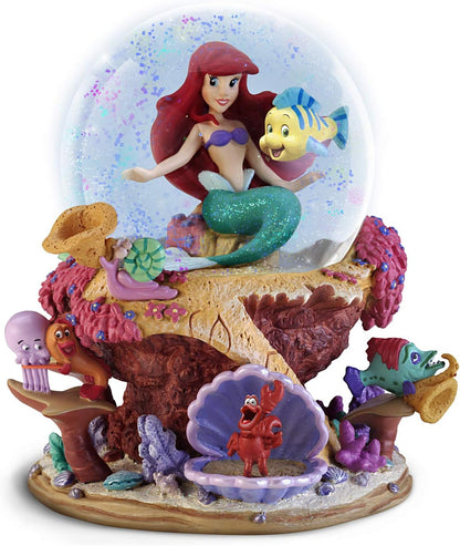 Disney The Little Mermaid Ariel and Flounder Musical Glitter Globe