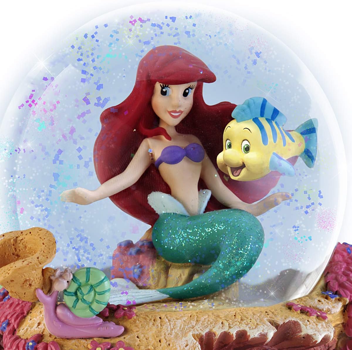 Disney The Little Mermaid Ariel and Flounder Musical Glitter Globe