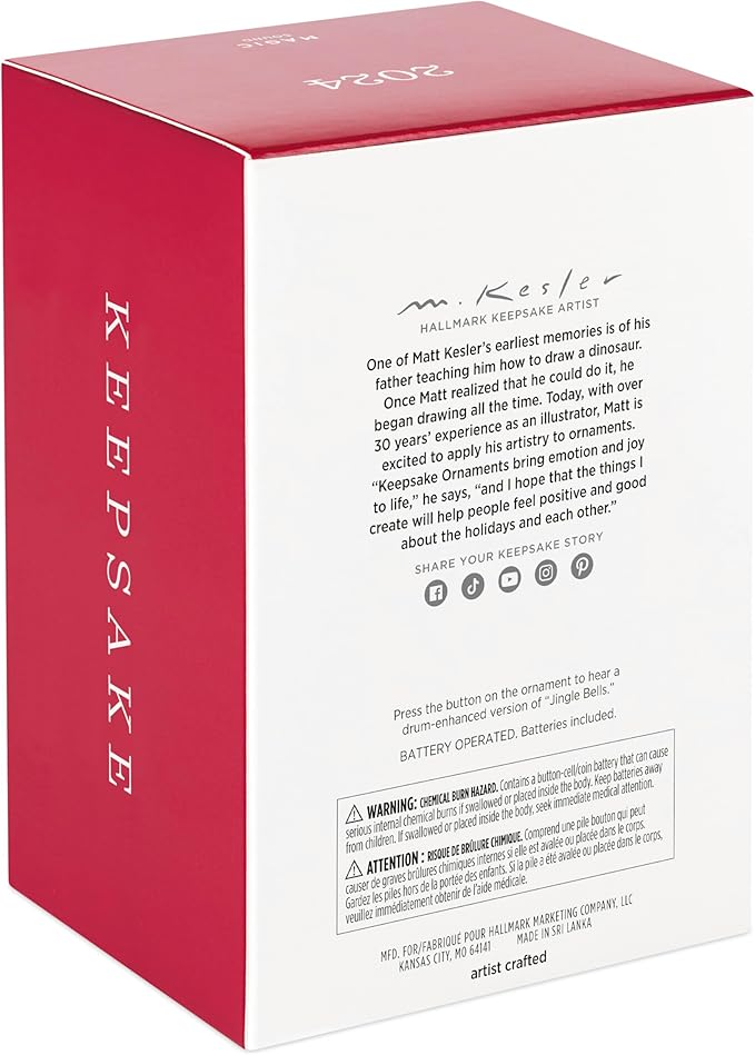 Hallmark Keepsake Christmas Ornament 2024, Little Drummer Bear Musical, Gifts for Musicians