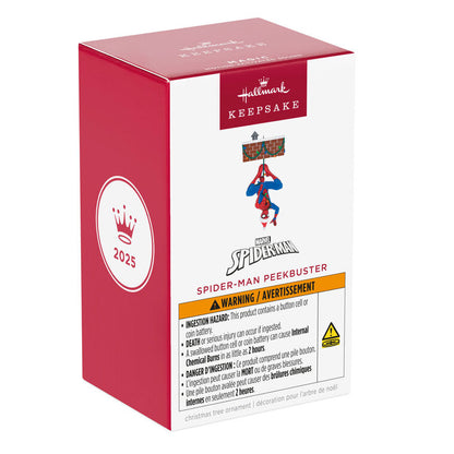 Hallmark Keepsake Christmas Ornament 2025, Marvel Spider-Man Peekbuster with Motion-Activated Sound, Gifts for Marvel Fans - BCGiftMall