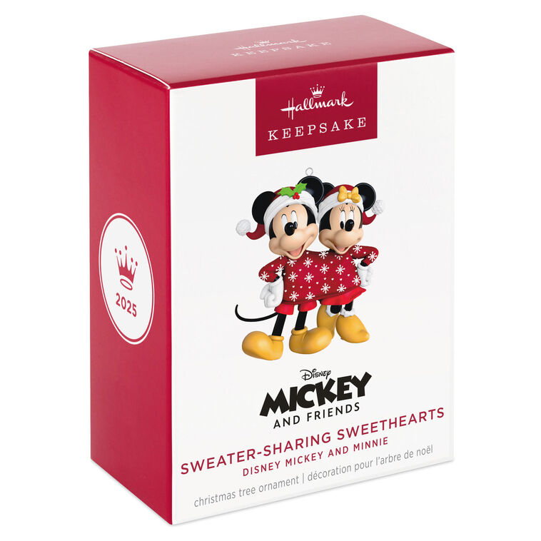Hallmark Keepsake Christmas 2025 Disney Mickey and Minnie Sweater-Sharing Sweethearts Ornament