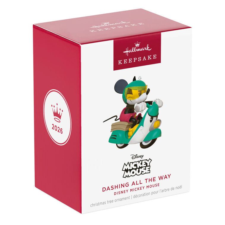 Hallmark 2026 Christmas Disney Mickey Mouse Dashing All the Way Ornament