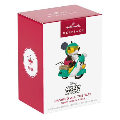 Hallmark 2026 Christmas Disney Mickey Mouse Dashing All the Way Ornament