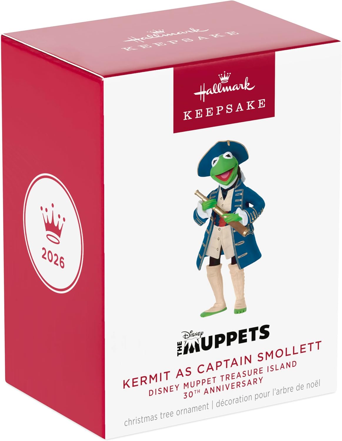 Hallmark Keepsake Christmas Ornament 2026, Disney Muppet Treasure Island 30th Anniversary Kermit as Captain Smollett, Gifts for Disney Fans