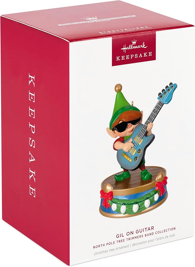 Hallmark Keepsake Christmas Ornament 2024, North Pole Tree Trimmers Band Collection Gil On Guitar Musical with Light, Music Gifts