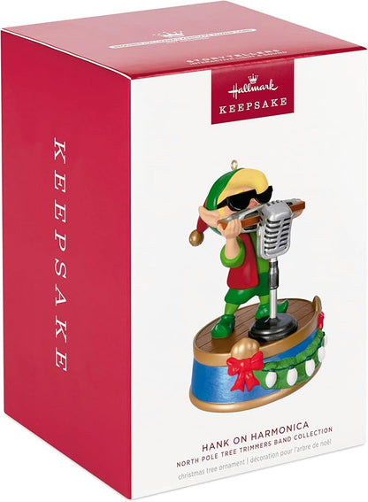 Hallmark Keepsake Christmas Ornament 2024, North Pole Tree Trimmers Band Collection Hank On Harmonica Musical with Light, Music Gifts
