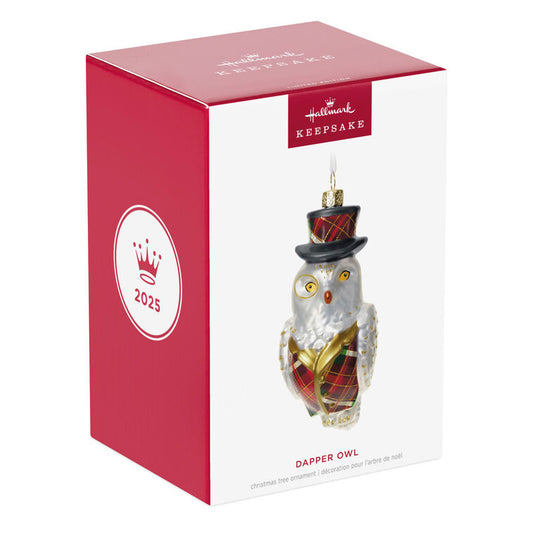Hallmark 2025 Dapper Owl Glass Ornament Limited Edition
