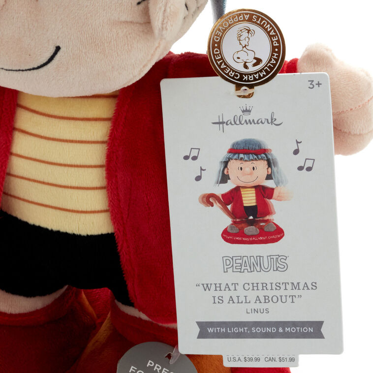 Peanuts® Linus in Shepherd Costume Plush With Sound, Motion and Light, 12" by Hallmark