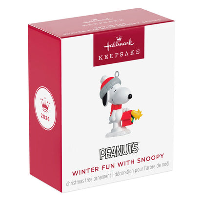 Hallmark 2026 Christmas Ornament Mini Peanuts Winter Fun With Snoopy Ornament, 1.25"