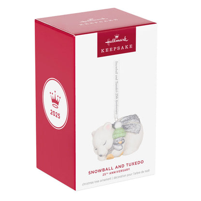 Hallmark Keepsake Christmas Ornament 2025, 25th Anniversary Snowball and Tuxedo, Porcelain, Gifts for Animal Lovers - BCGiftMall