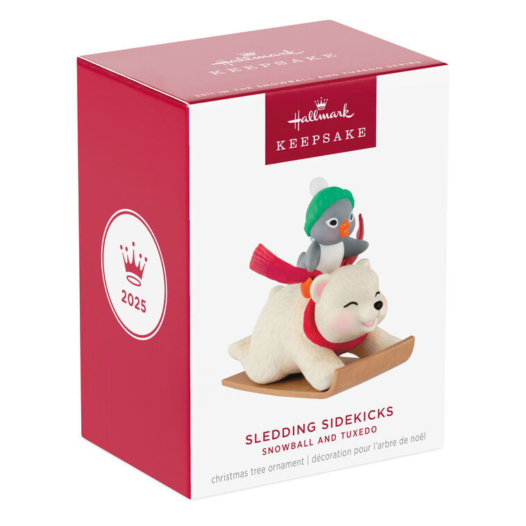 Hallmark Keepsake Christmas Ornament 2025, Snowball and Tuxedo Sledding Sidekicks, Gifts for Christmas Lovers