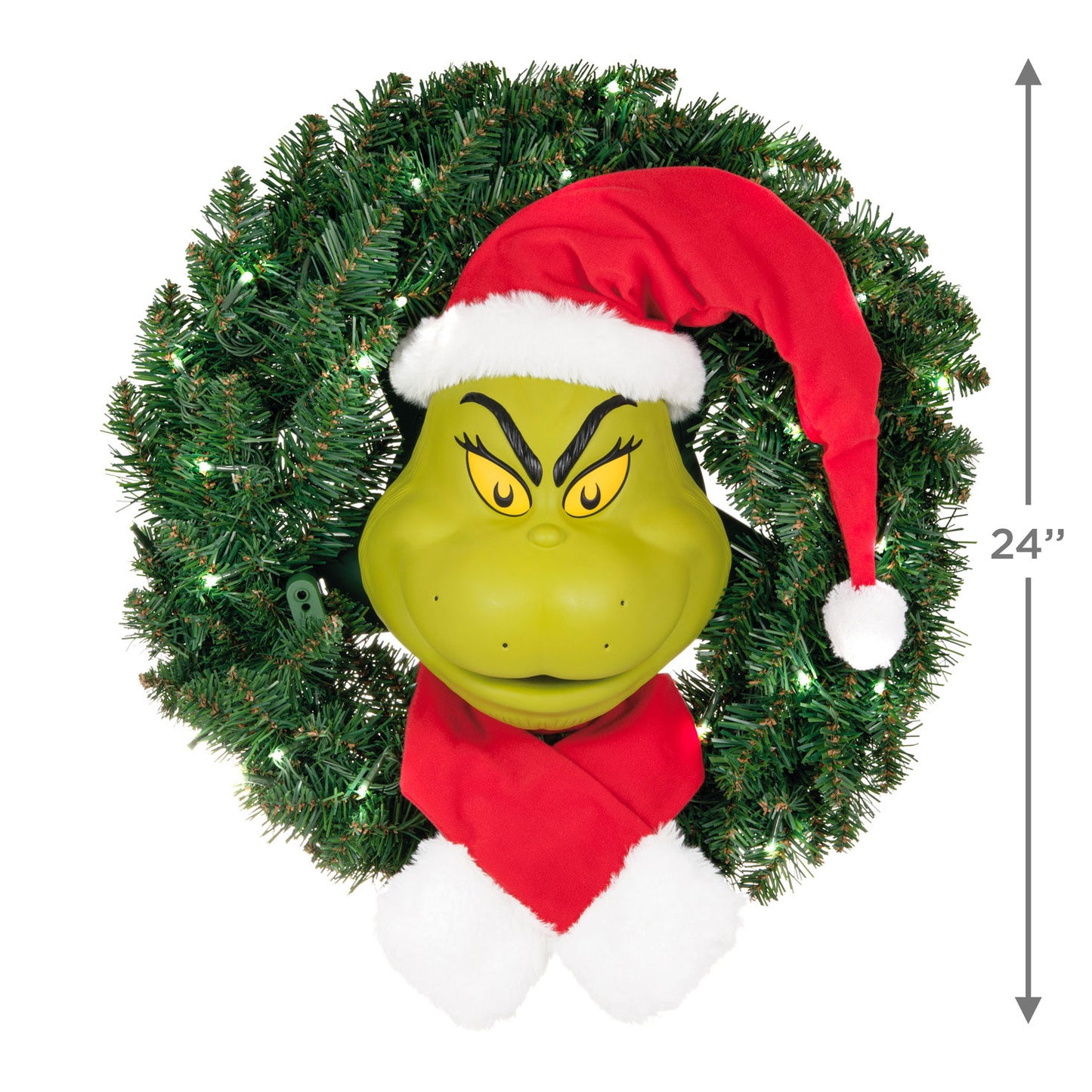 Hallmark Dr. Seuss's How the Grinch Stole Christmas!™ The Grinch Wreath With Light, Sound and Motion, 24”