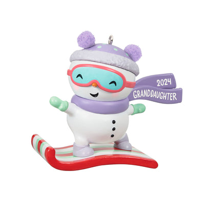 Hallmark 2024 Ornament Granddaughter Snowboarding Snowman