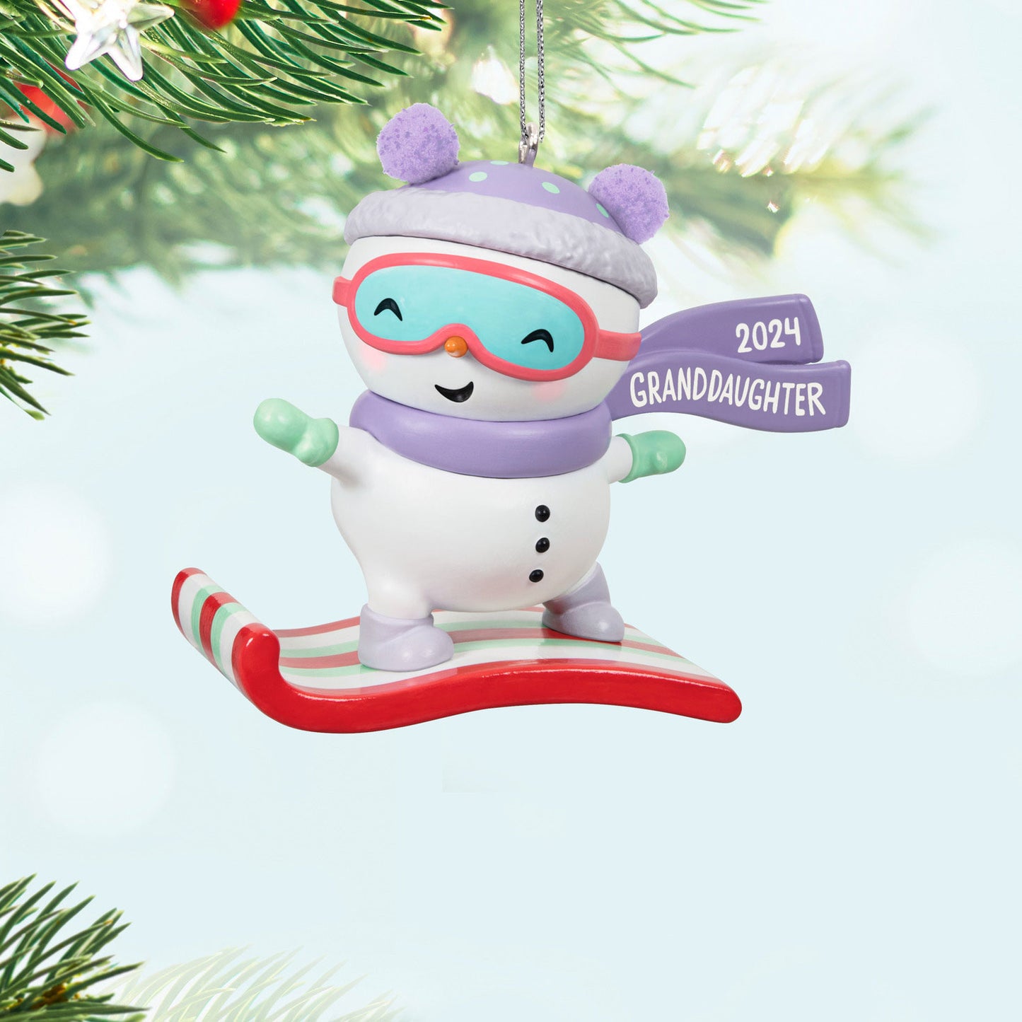 Hallmark 2024 Ornament Granddaughter Snowboarding Snowman