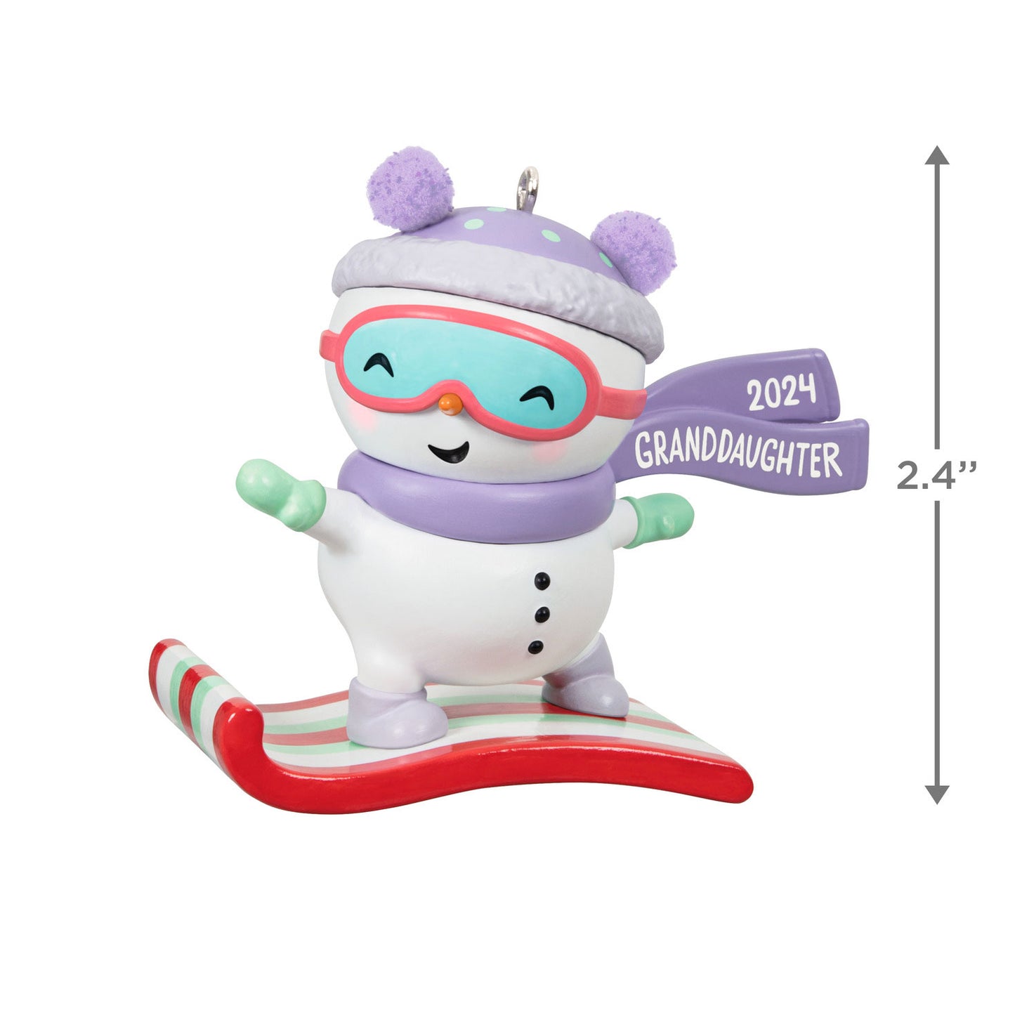 Hallmark 2024 Ornament Granddaughter Snowboarding Snowman