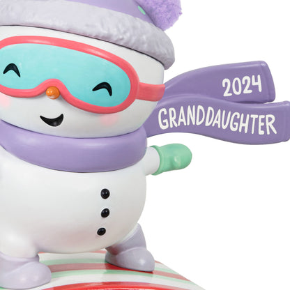 Hallmark 2024 Ornament Granddaughter Snowboarding Snowman