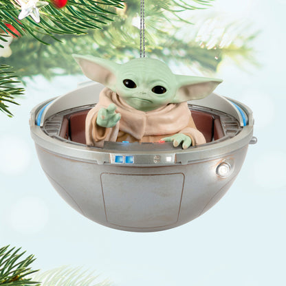 Hallmark Star Wars: The Mandalorian™ Grogu™ in Hovering Pram Ornament With Light, Sound and Motion