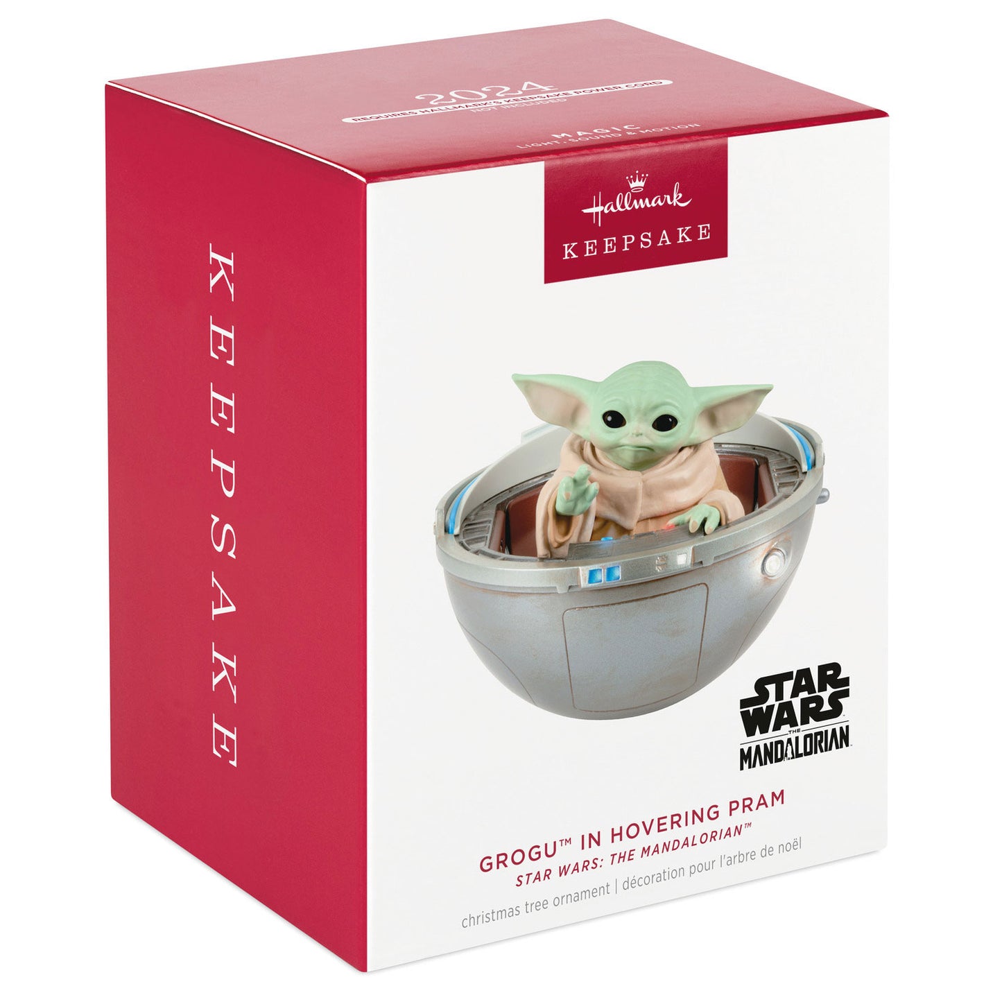 Hallmark Star Wars: The Mandalorian™ Grogu™ in Hovering Pram Ornament With Light, Sound and Motion