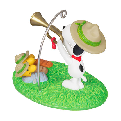 Hallmark 2024 The Peanuts® Gang Beagle Scouts 50th Anniversary Rise and Shine! Ornament and Pin, Set of 2