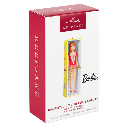 Hallmark 2024 Barbie™ 60th Anniversary Barbie's Little Sister, Skipper™ Ornament