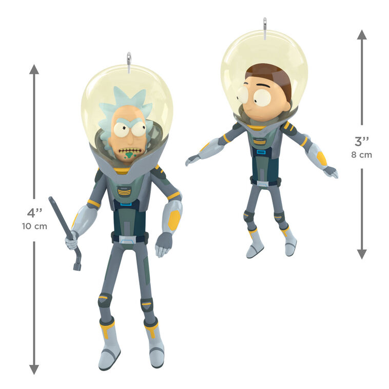 2026 Hallmark Christmas Ornament Rick and Morty "Get Back in the Car, Morty!" Ornaments, Set of 2
