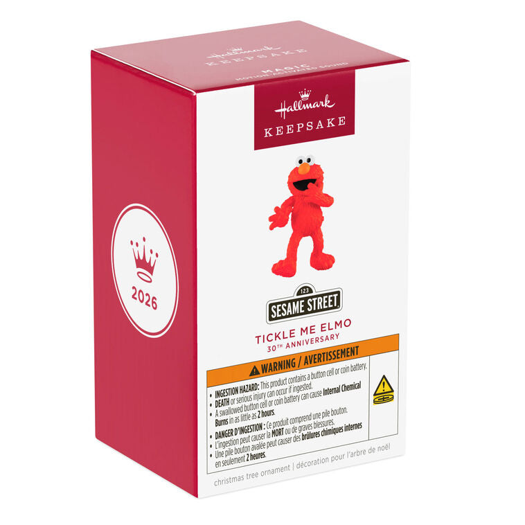 Hallmark 2026 Christmas Ornament Sesame Street 30th Anniversary Tickle Me Elmo Ornament With Motion-Activated Sound