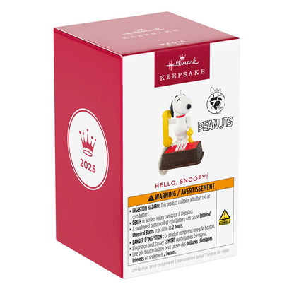 Hallmark Keepsake Christmas Ornament 2025, Peanuts Hello, Snoopy! with Sound, Gifts for Peanuts Fans - BCGiftMall
