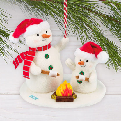 Hallmark Ornament Roasting Marshmallows Snowmen 2025 Fabric
