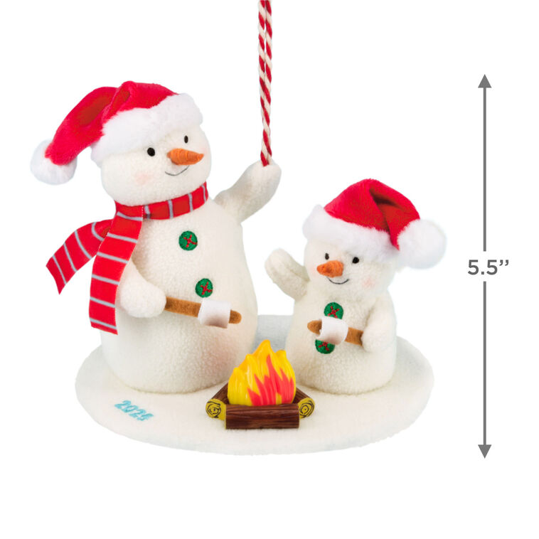 Hallmark Ornament Roasting Marshmallows Snowmen 2025 Fabric