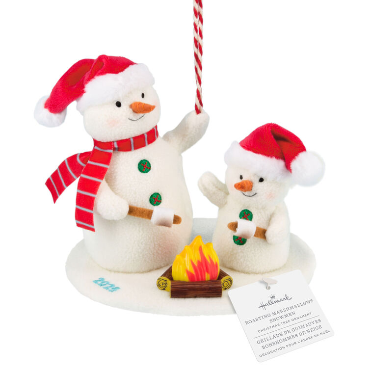 Hallmark Ornament Roasting Marshmallows Snowmen 2025 Fabric