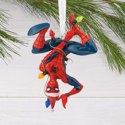 Marvel Spider-Man Hanging From Lights Hallmark Ornament