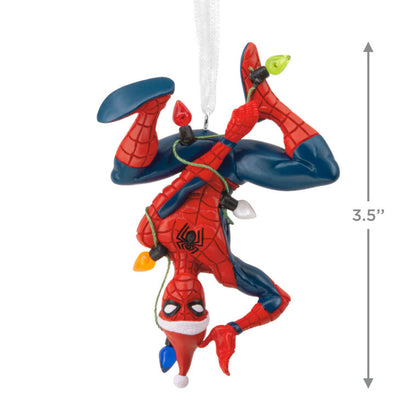 Marvel Spider-Man Hanging From Lights Hallmark Ornament
