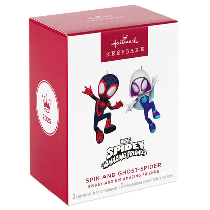 Hallmark Keepsake Christmas 2025 Marvel Spidey and His Amazing Friends Spin and Ghost-Spider Ornaments, Set of 2