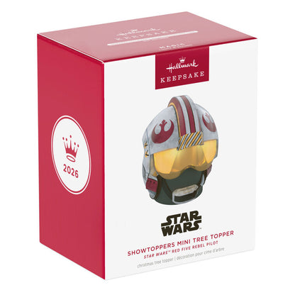 2026 Hallmark Christmas Ornament Mini Star Wars Red Five Rebel Pilot ShowToppers Musical Tree Topper With Light, 3"