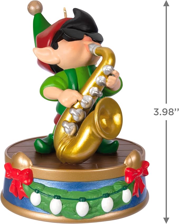Hallmark Keepsake Christmas Ornament 2024, North Pole Tree Trimmers Band Collection Stuey On Sax Musical with Light, Music Gifts
