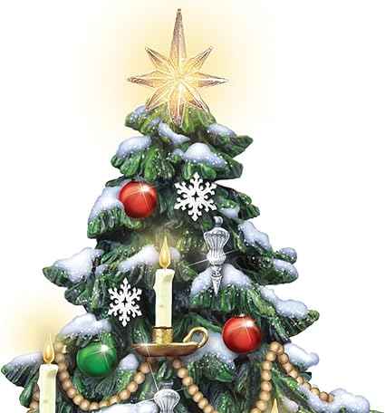 The Bradford Exchange Thomas Kinkade Candlelit Tabletop Tree with Lights and Music and Rotating Train