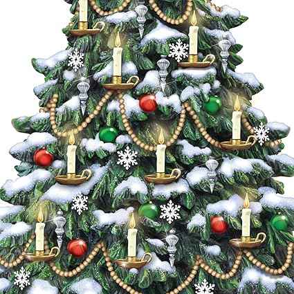 The Bradford Exchange Thomas Kinkade Candlelit Tabletop Tree with Lights and Music and Rotating Train