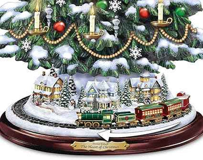 The Bradford Exchange Thomas Kinkade Candlelit Tabletop Tree with Lights and Music and Rotating Train