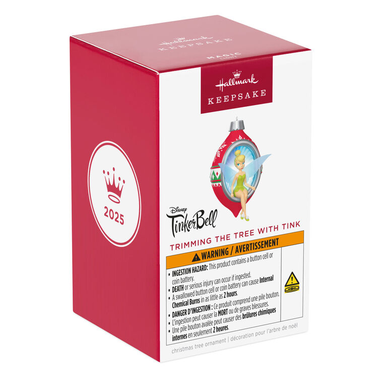 Hallmark Keepsake Christmas Ornament 2025, Disney Tinker Bell Trimming The Tree with Tink with Light, Gifts for Disney Fans - BCGiftMall