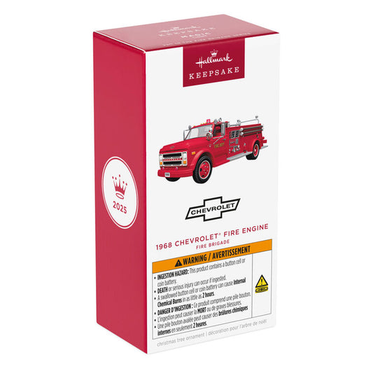 Hallmark Keepsake Christmas Ornament 2025, Fire Brigade 1968 Chevrolet Fire Engine 2025 with Light, Hobby Gifts
