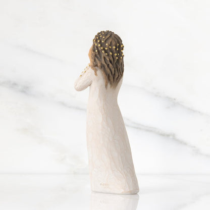 Willow Tree Littlest Christmas Angel, “in awe and Wonder…”, for Nativity Collection, with Gesture of awe, and Gold Halo in Hair, Sculpted Hand-Painted Figure