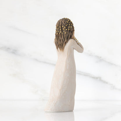 Willow Tree Littlest Christmas Angel, “in awe and Wonder…”, for Nativity Collection, with Gesture of awe, and Gold Halo in Hair, Sculpted Hand-Painted Figure