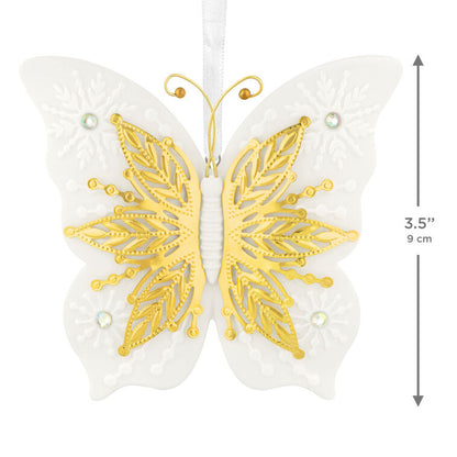 Hallmark Christmas Ornament 10th Anniversary Brilliant Butterflies Porcelain and Metal Ornament