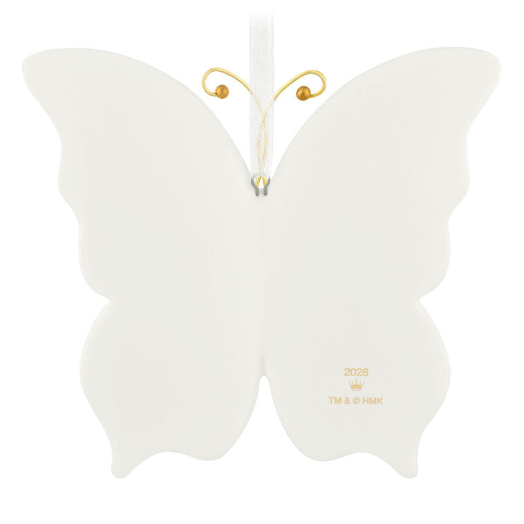 Hallmark Christmas Ornament 10th Anniversary Brilliant Butterflies Porcelain and Metal Ornament
