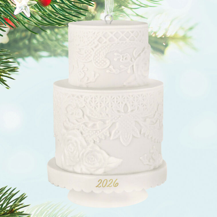 Hallmark Keepsake Christmas Ornament Wedding Cake 2026 Porcelain Ornament